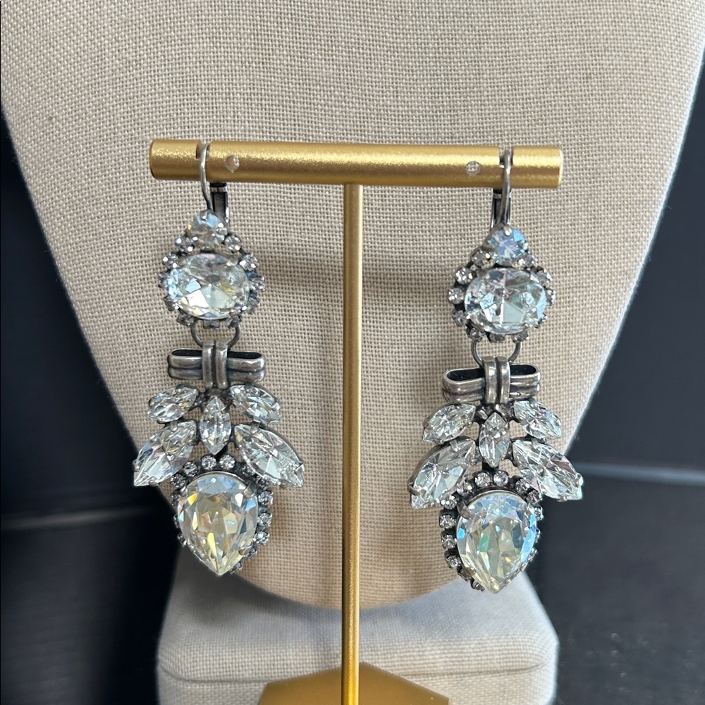 Stunning Vintage Silver Crystal Drop Earrings